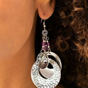 Silver and Purple Dangle Earrings